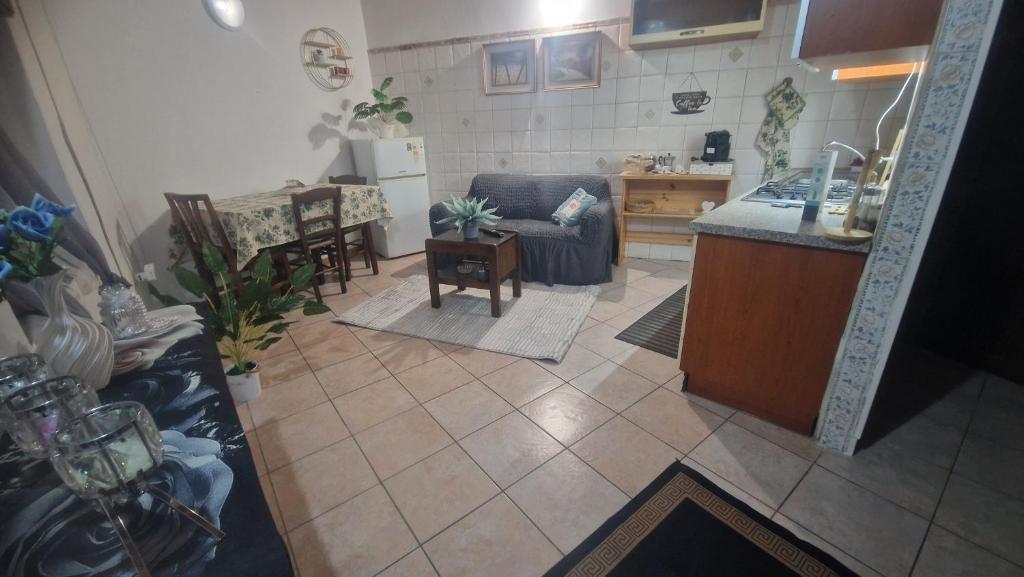an aerial view of a kitchen and a living room at Casa India in Assemini