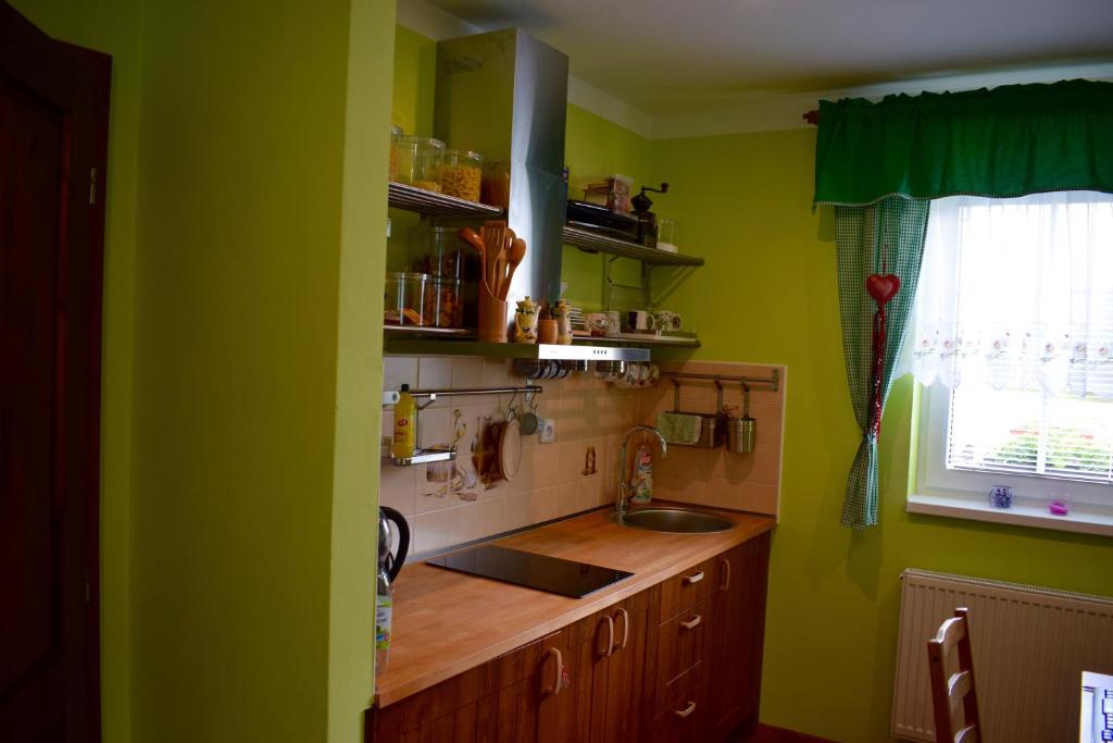Kuchyň nebo kuchyňský kout v ubytování Apartmány pod sjezdovkou