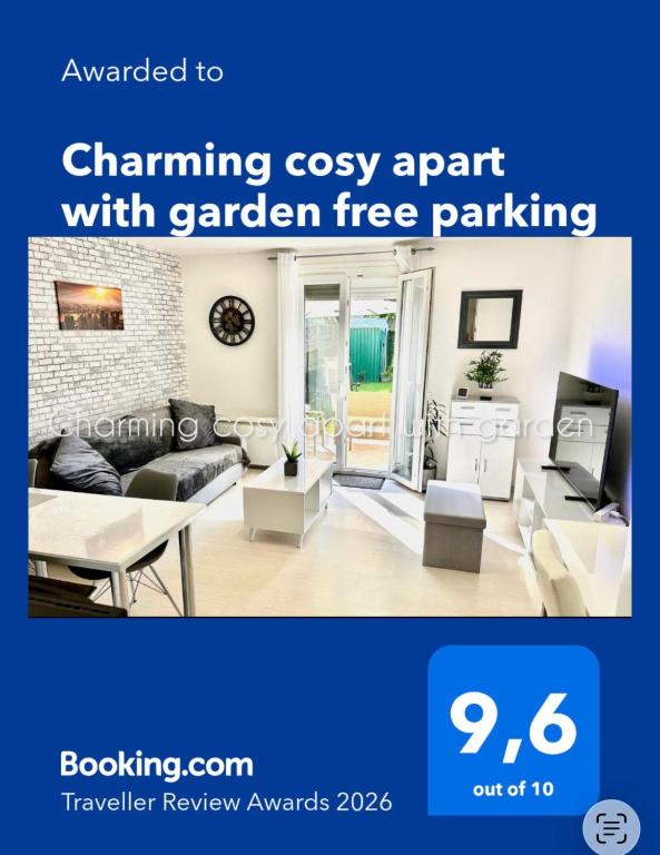 a rendering of a living room with a couch and a table at Charming cosy apart with garden free parking in Claye-Souilly