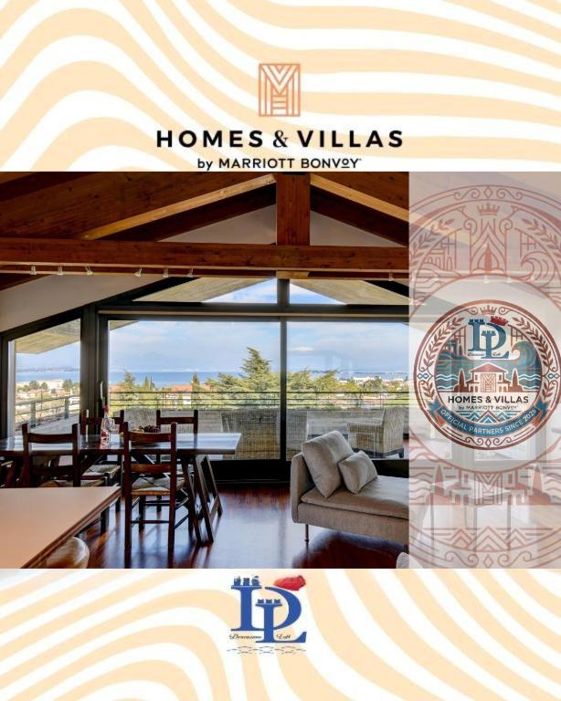 a collage of photos of a restaurant with tables and chairs at Paradise Lake View in a 5 pools exclusive residence DesenzanoLoft Official Partner Homes & Villas by Marriott Bonvoy in Desenzano del Garda