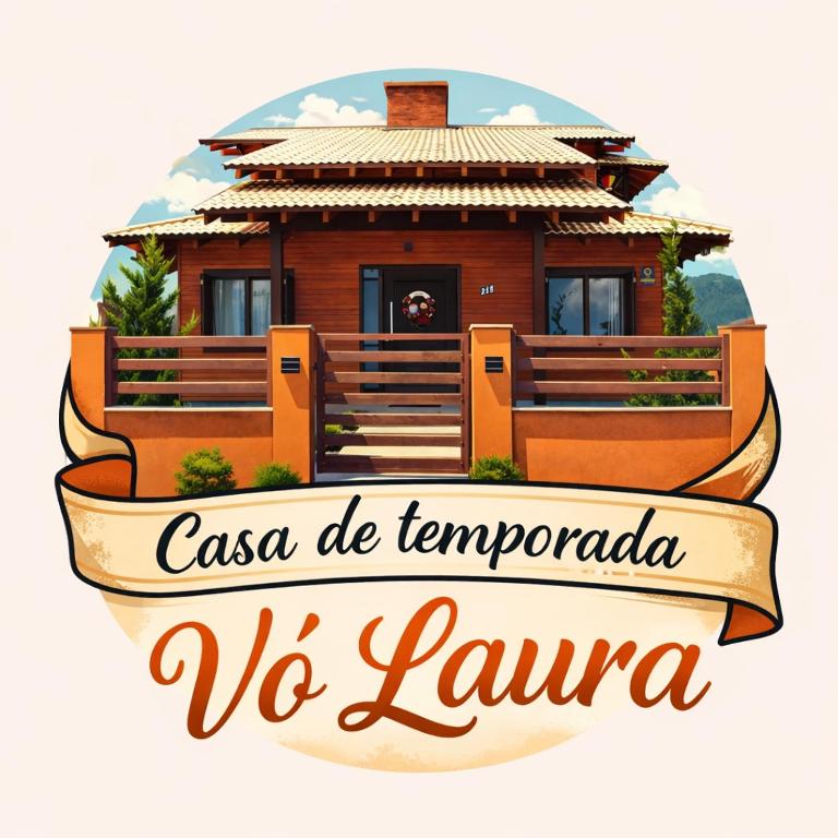 a house with a sign that reads casa de temapa no temapa at Casa de Temporada Vó Laura in Urubici