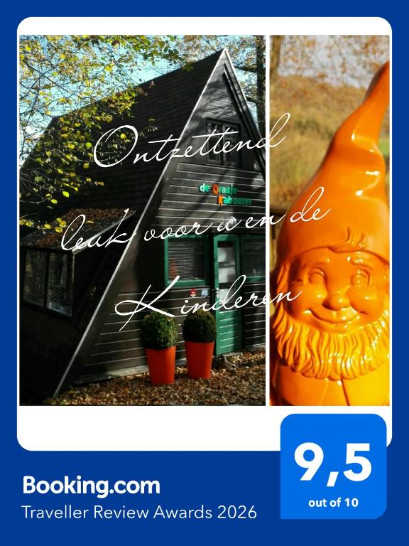 a collage of two pictures of a house with a pumpkin at De Oranje Kabouter in Durbuy