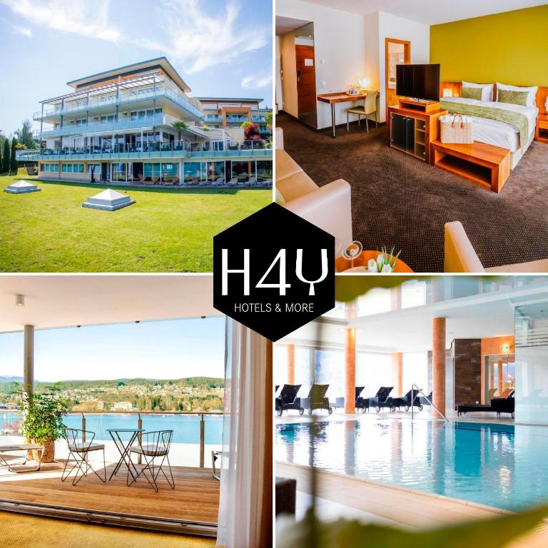 a collage of photos of a house at Seehotel Süd - Adults Only in Velden am Wörthersee