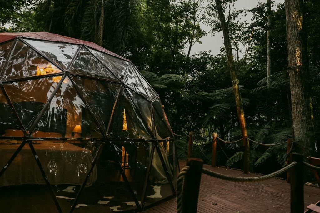 a tent in the middle of a forest at Cabana winchesters - Domo in Cascavel