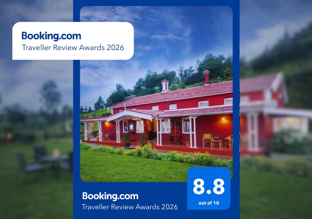 a screenshot of a webpage of a red house at Teanest Nightingale by Nature Resorts and Stays in Kotagiri