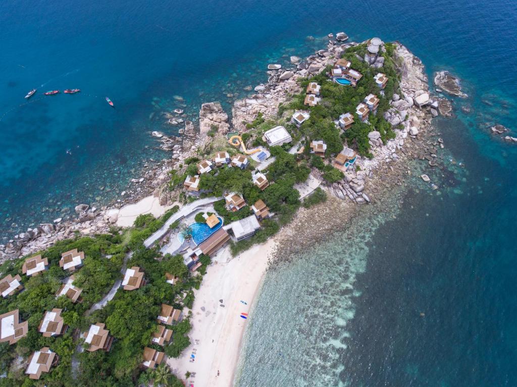 an aerial view of an island in the ocean at Sai Daeng Resort in Koh Tao