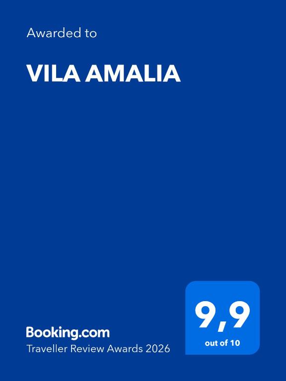 a screenshot of a cell phone with the text awarded to vla amlaania at VILA AMALIA in Theologos