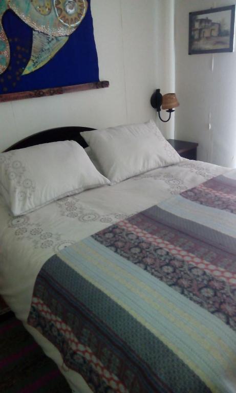 a bed with two pillows on it in a bedroom at Horcon Condominio CAUCAU in Horcón