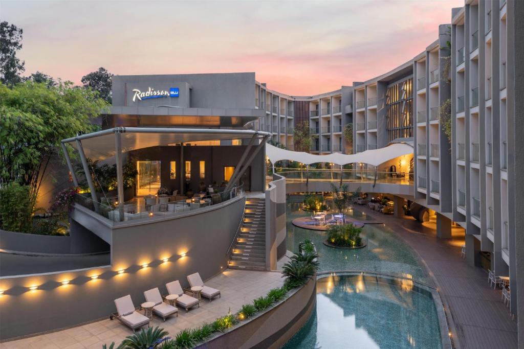 an aerial view of a hotel with a pool at Radisson Blu Hotel & Residence Nairobi Arboretum in Nairobi