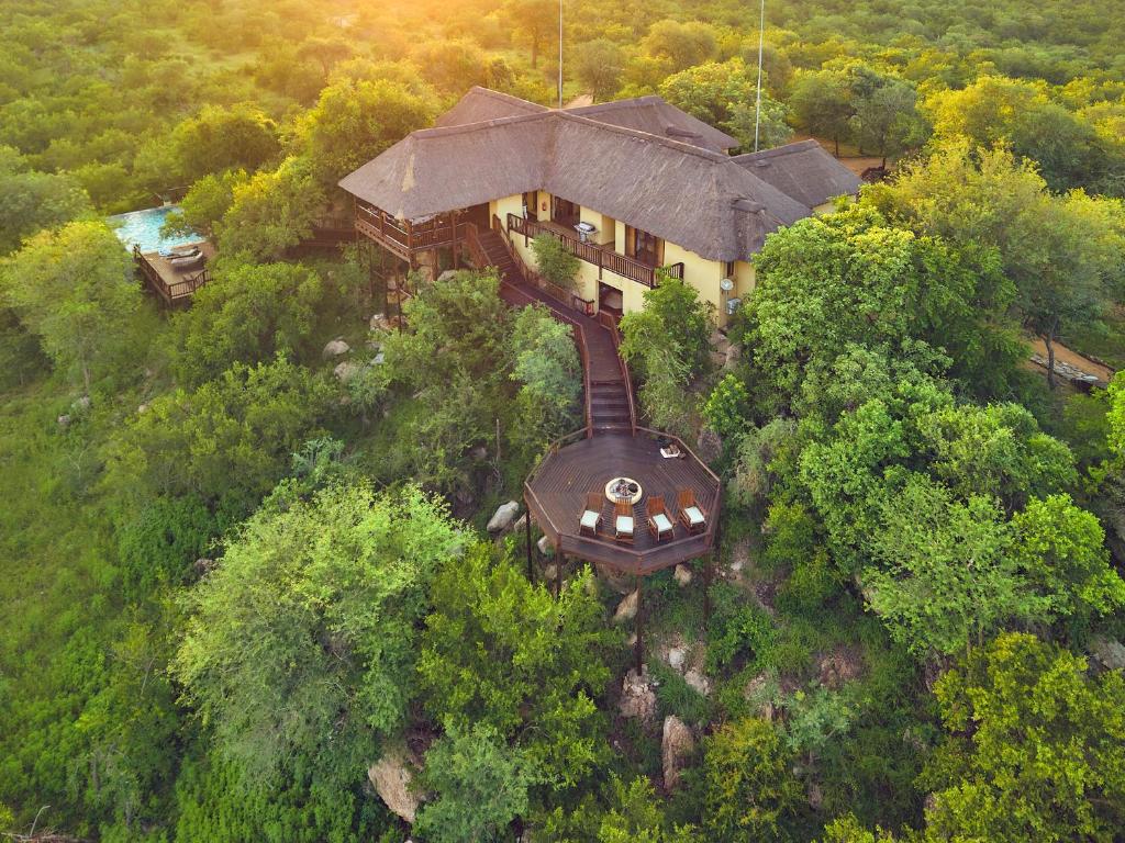 an aerial view of a house in the trees at Parsons House in Hoedspruit