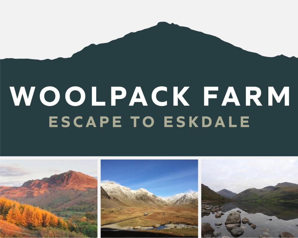a collage of photos of the woodpack farm escape to australia at Cosy Glamping In the Eskdale Valley - Studio Lodges and Mega Pods in Eskdale