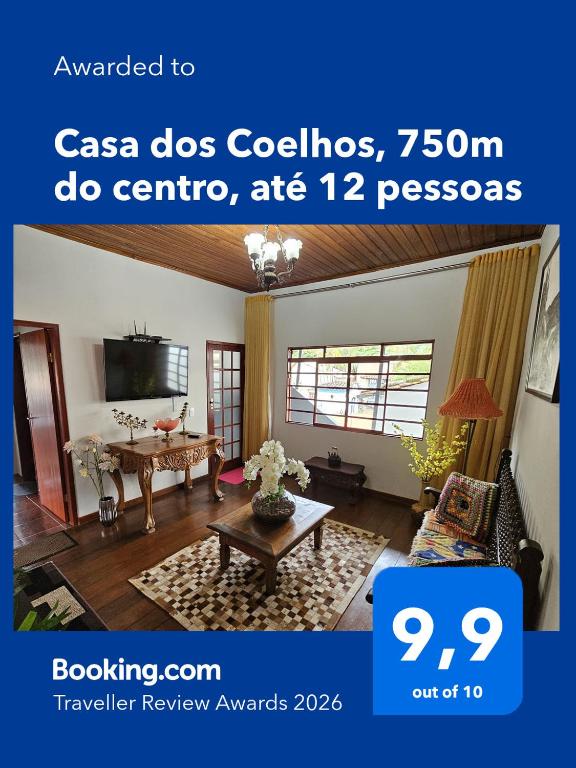a flyer for a casa does condos do centric ate at Casa dos Coelhos, 750m do centro, até 12 pessoas in Tiradentes