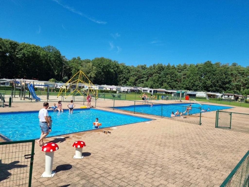 a group of people in a pool at a park at Camping San Lanaco in Lanaken