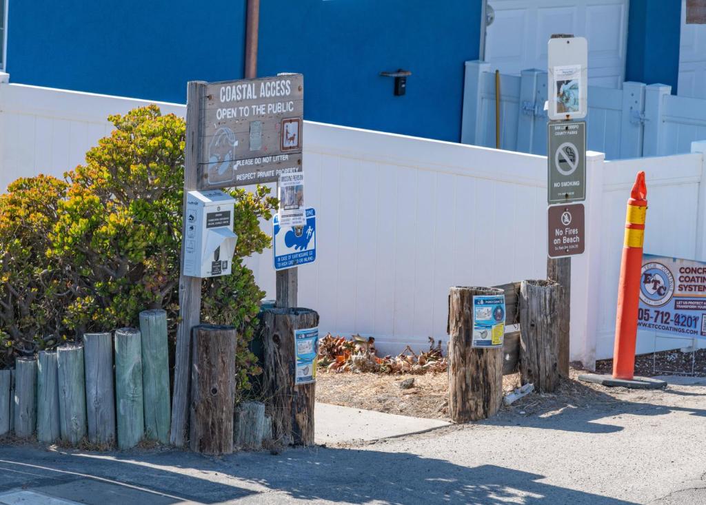 a street sign on the side of a street at Beach Bum Retreat in Cayucos