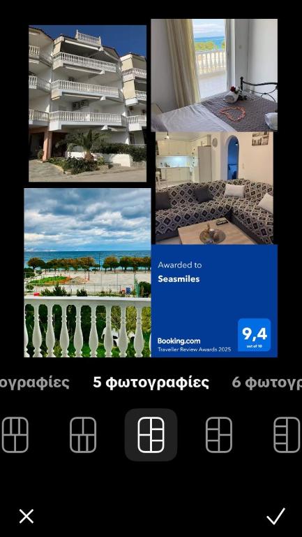 a collage of four pictures of a building at Seasmiles in Akrata