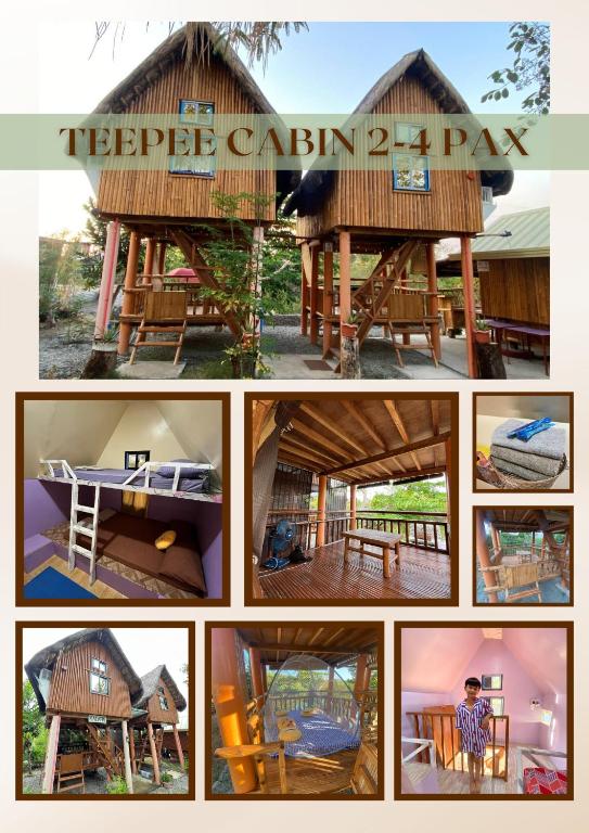 a collage of pictures of a tree house at Igid Puttot Guest Cabins in Bangcusay