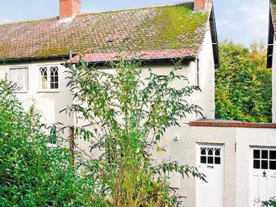 a white house with a red roof at Willow Cottage in Warkworth
