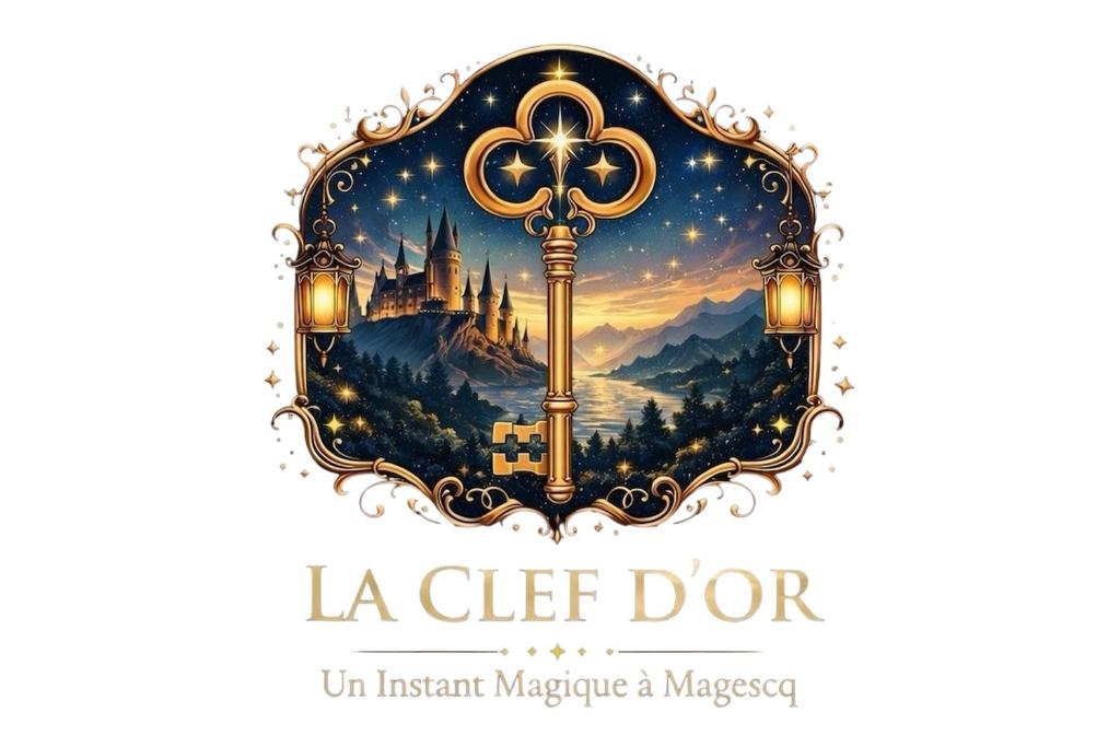 an invitation to a magic kingdom with a key and a castle at La Clef d'Or in Magescq