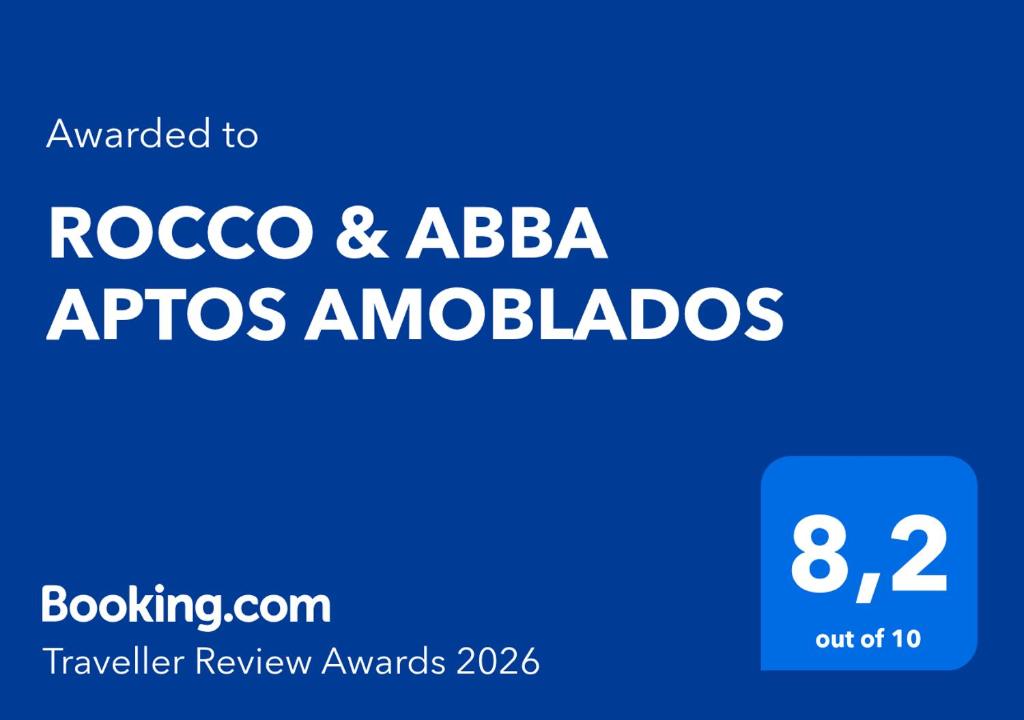 a blue and white sign that reads rooco and abba apps ambassadors at ROCCO & ABBA APTOS AMOBLADOS in Pitalito