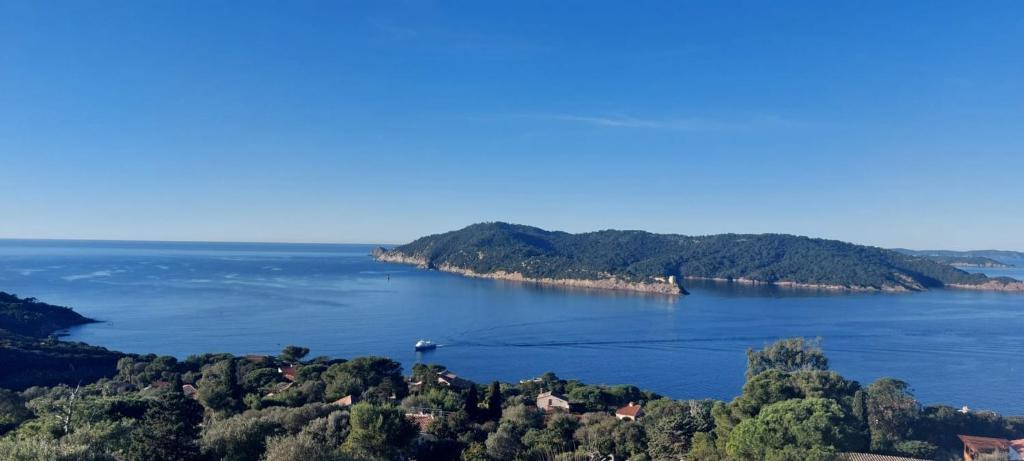 an island in the middle of a large body of water at CAP AZUR ILE du LEVANT in Île du Levant