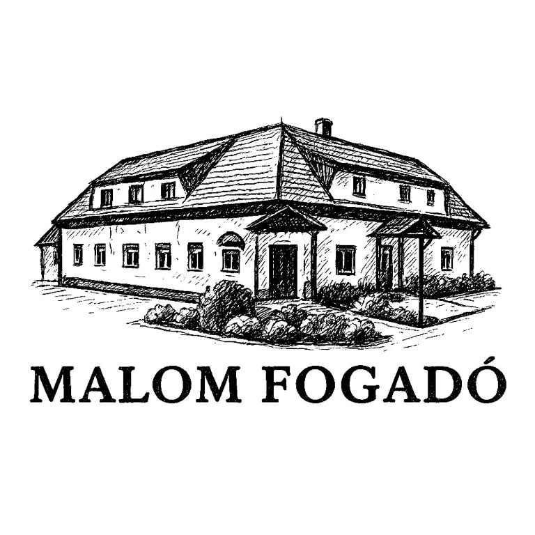 a black and white drawing of a millonoco house at Malom Fogadó in Balatonboglár