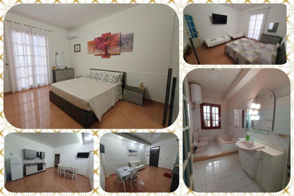 four pictures of a bedroom and a living room at A casa di Picci in Avola