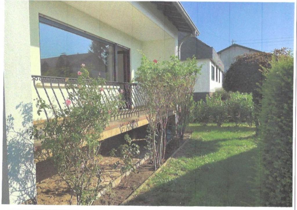 a house with a wooden bench in the yard at Bello in Wallerfangen
