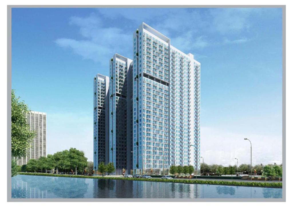 a rendering of a tall building next to a river at Osaka Riverview PIK2 By Micky Studio 2 in Rawalumpang