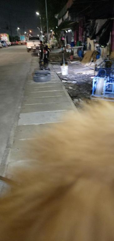 a blurry picture of a street at night at Love in Ban Khlong Chorakhe