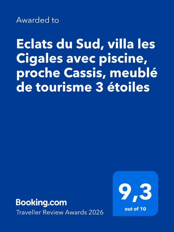 Eclats du Sud, villa les Cigales avec piscine, proche Cassis, meublé de tourisme 3 étoiles - 三卧室房屋