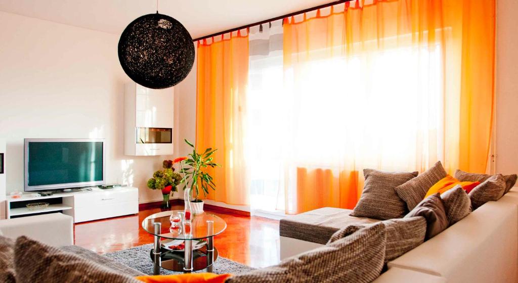 Televízia a/alebo spoločenská miestnosť v ubytovaní Apartman Šestine