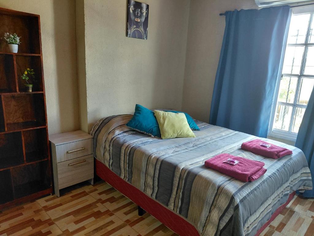 a bedroom with a bed with two pillows on it at catalina n3 in Neuquén