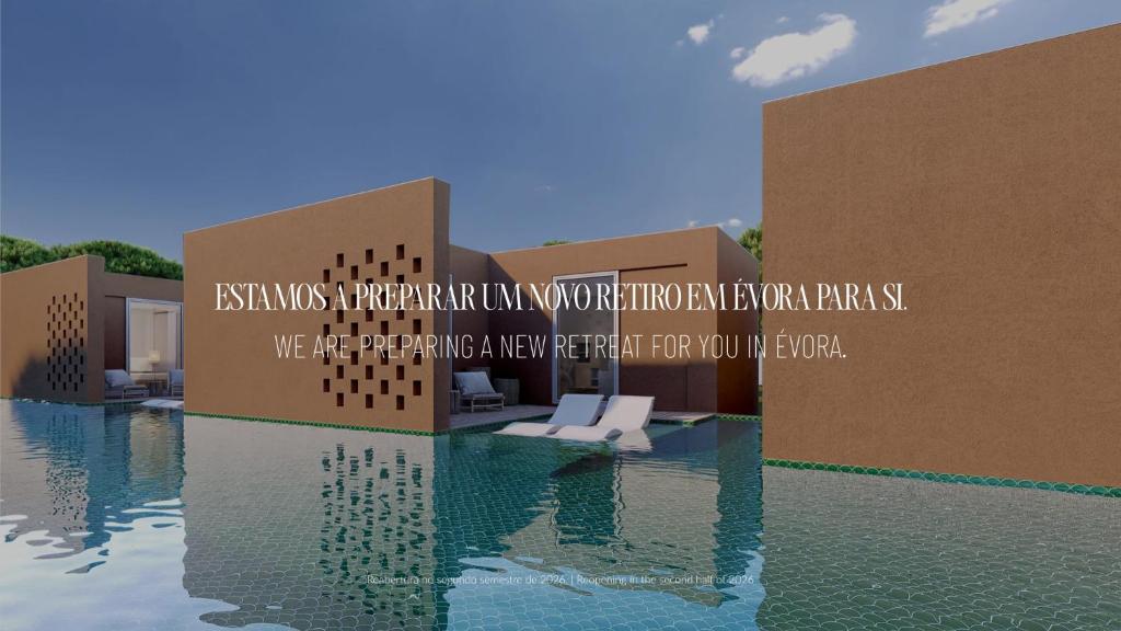 a rendering of a building on the water at The Lince Ecorkhotel Évora in Évora