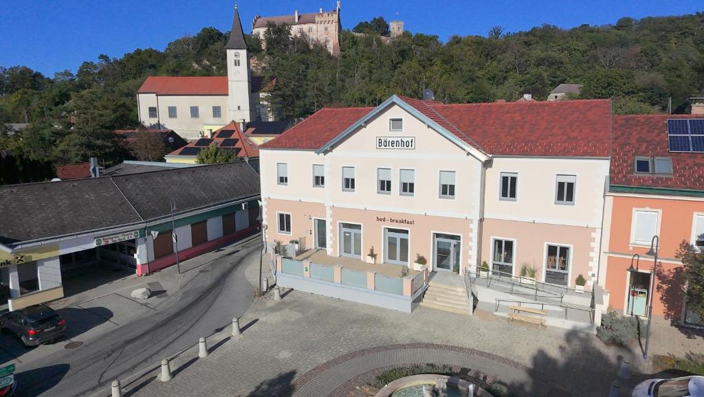 an overhead view of a town with a church at Bärenhof in Matzen