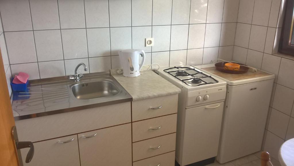 Kuchyň nebo kuchyňský kout v ubytování Apartments Jurlina