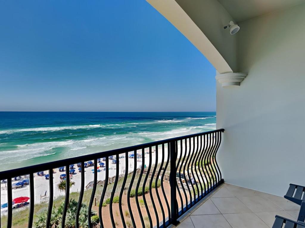 a balcony with a view of the beach at Adagio #403B in Santa Rosa Beach