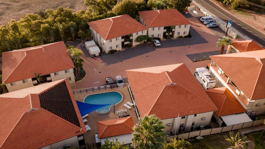 an overhead view of a house with orange roofs at Kalbarri Edge Resort in Kalbarri