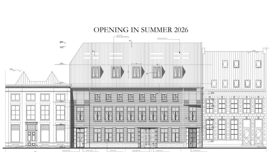 an architectural rendering of the planned redevelopment of the santander building at Florès Boutique Hotel in Zwolle