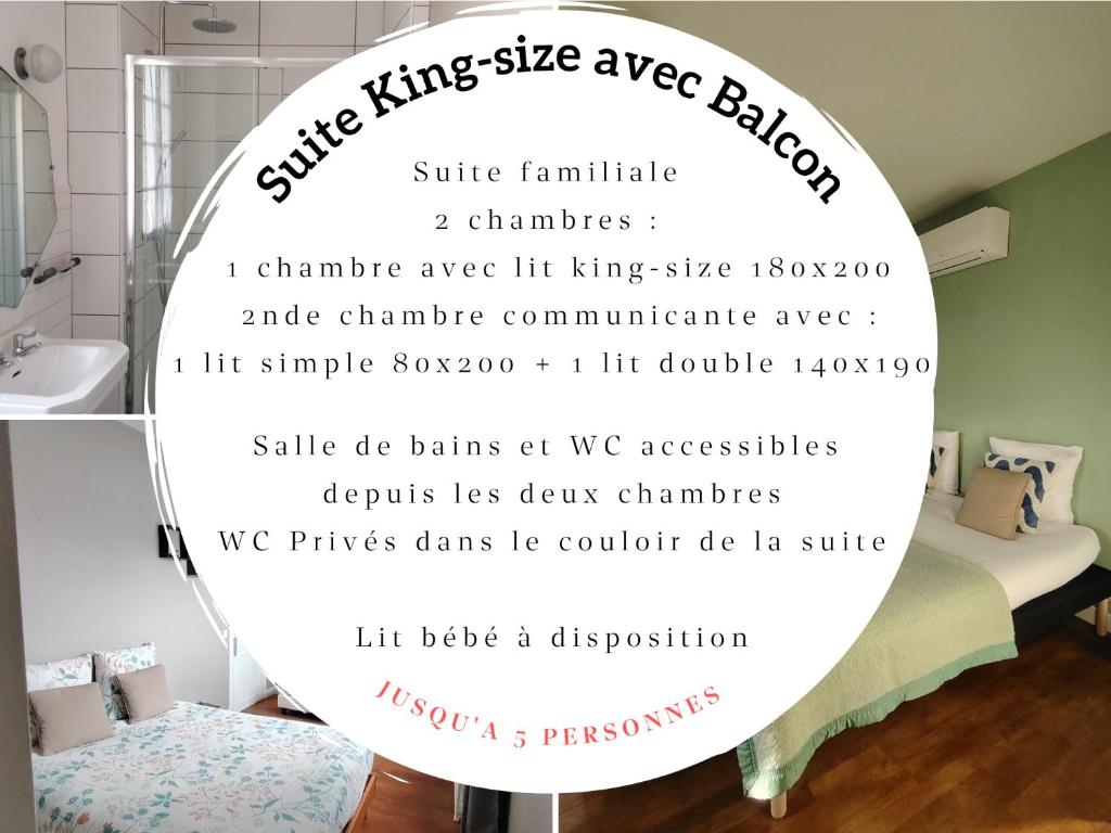 Le Relais des Roses- Sauna, Chambres d'hôtes, Gîte - Suite King Con Balcón