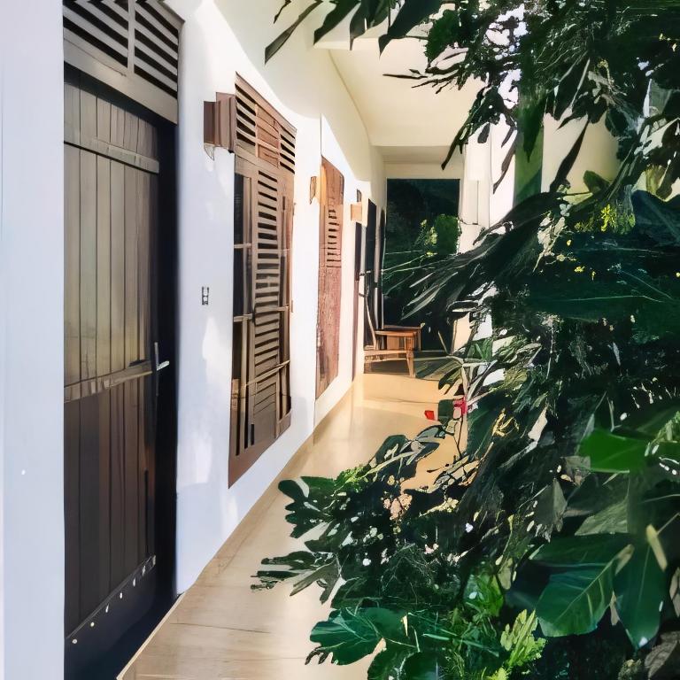 a hallway of a house with a plant at Green Haven Yala Safari Retreat in Tissamaharama