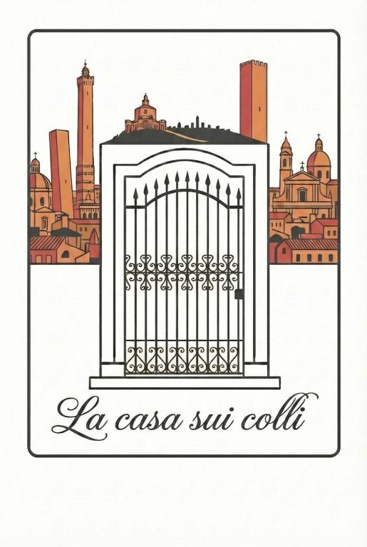 an illustration of a gate with a city skyline at La Casa sui Colli in Bologna