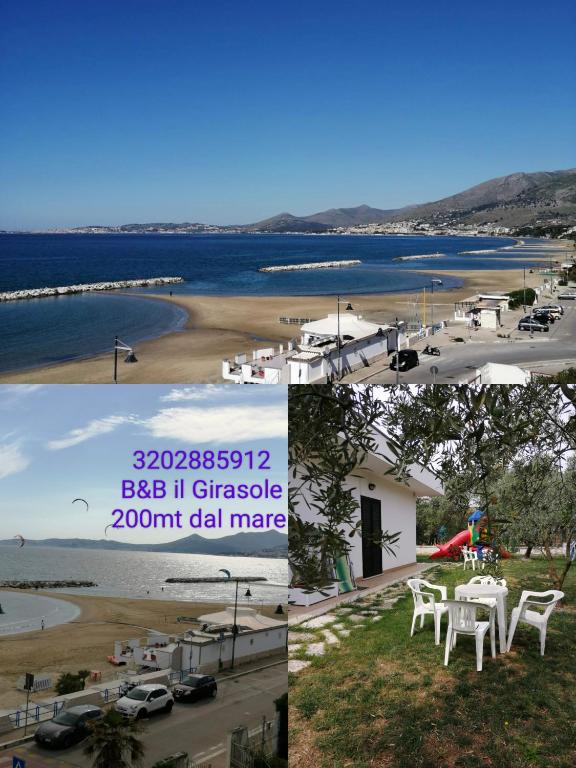 a collage of photos of a beach and the ocean at Il Girasole Formia Guesthouse rooms in Formia