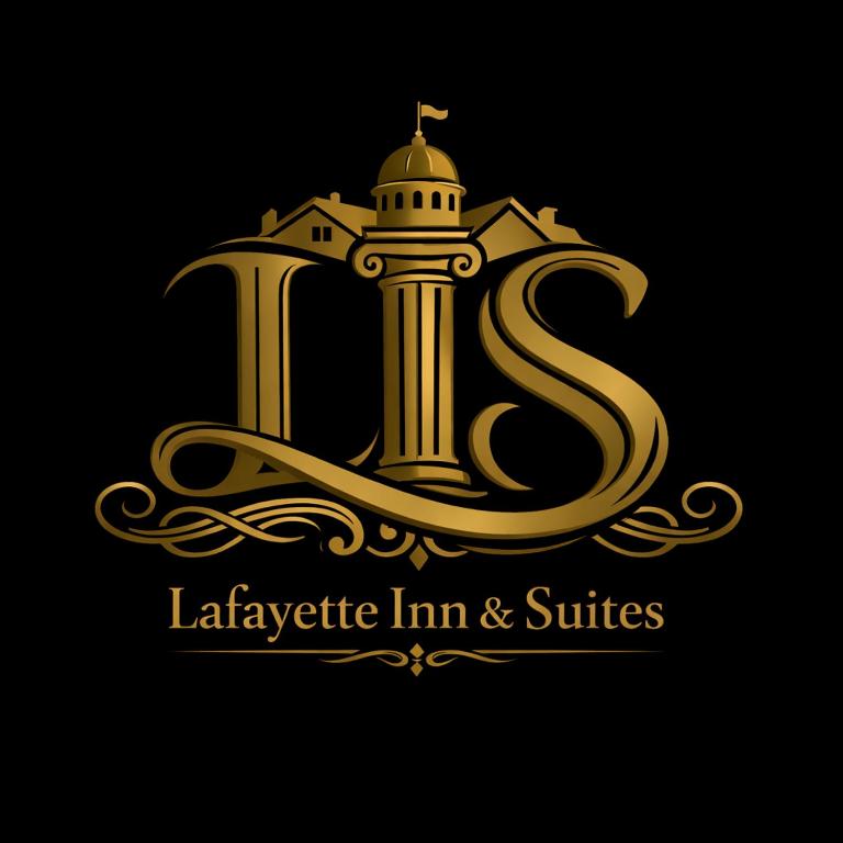 a gold letter s with a castle logo at Lafayette Inn & Suites in Indianapolis