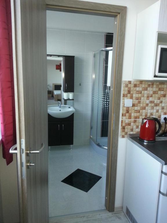 A kitchen or kitchenette at Downtown Apartment Miskolc