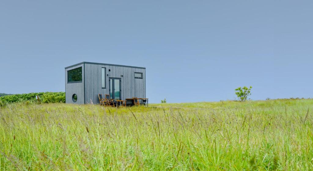 a building in the middle of a field at Tiny Seaside - Skarrev in Aabenraa