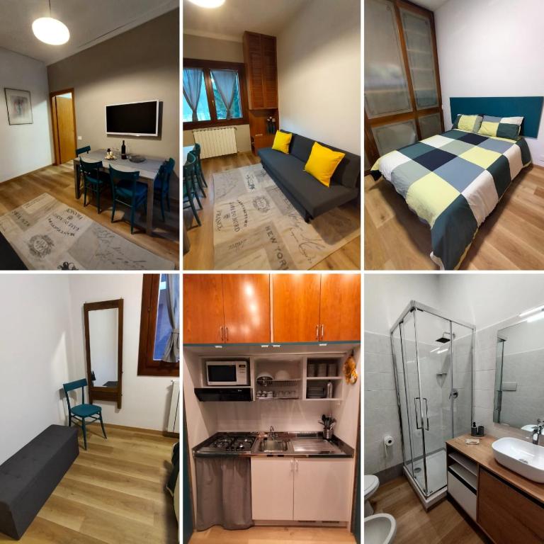 a collage of four pictures of a room at Eco Home - Val di Luce in Abetone