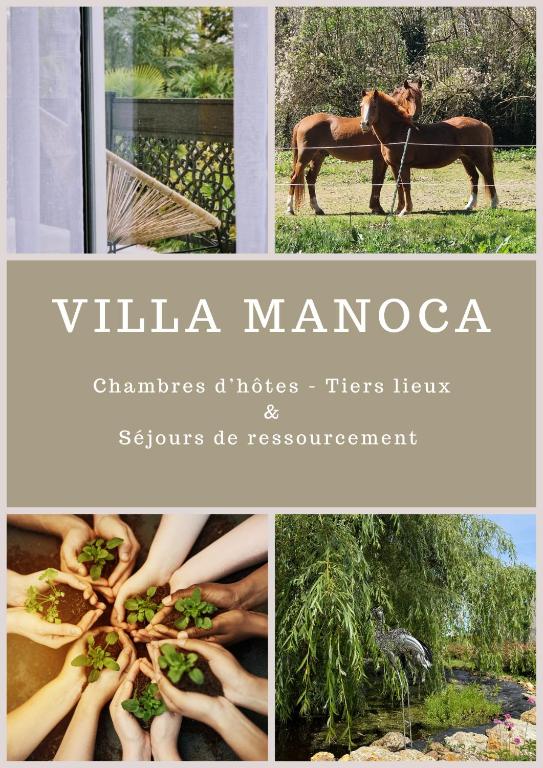 a collage of pictures of a horse and a woman at Villa Manoca in Boisemont