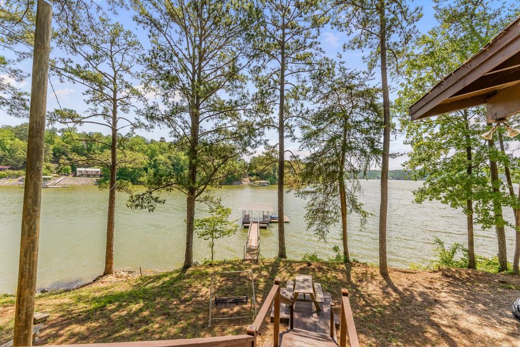 a view of a lake from a house at What A View - Zero Steps To The Dock! Yearround Water in Crane Hill