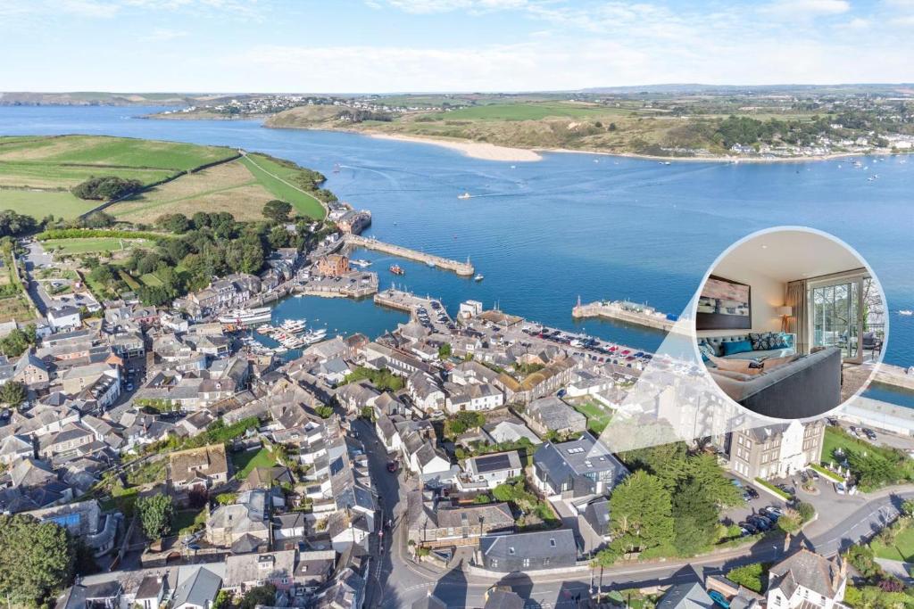 an aerial view of a town next to a body of water at 2 Bed in Padstow oc-h29015 in Padstow