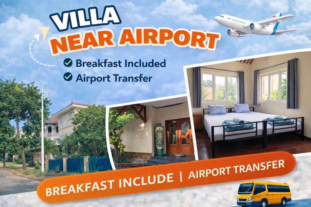 a flyer for a new airport with a bedroom and an airplane at 88 Ehome Noibai Airport in Hanoi